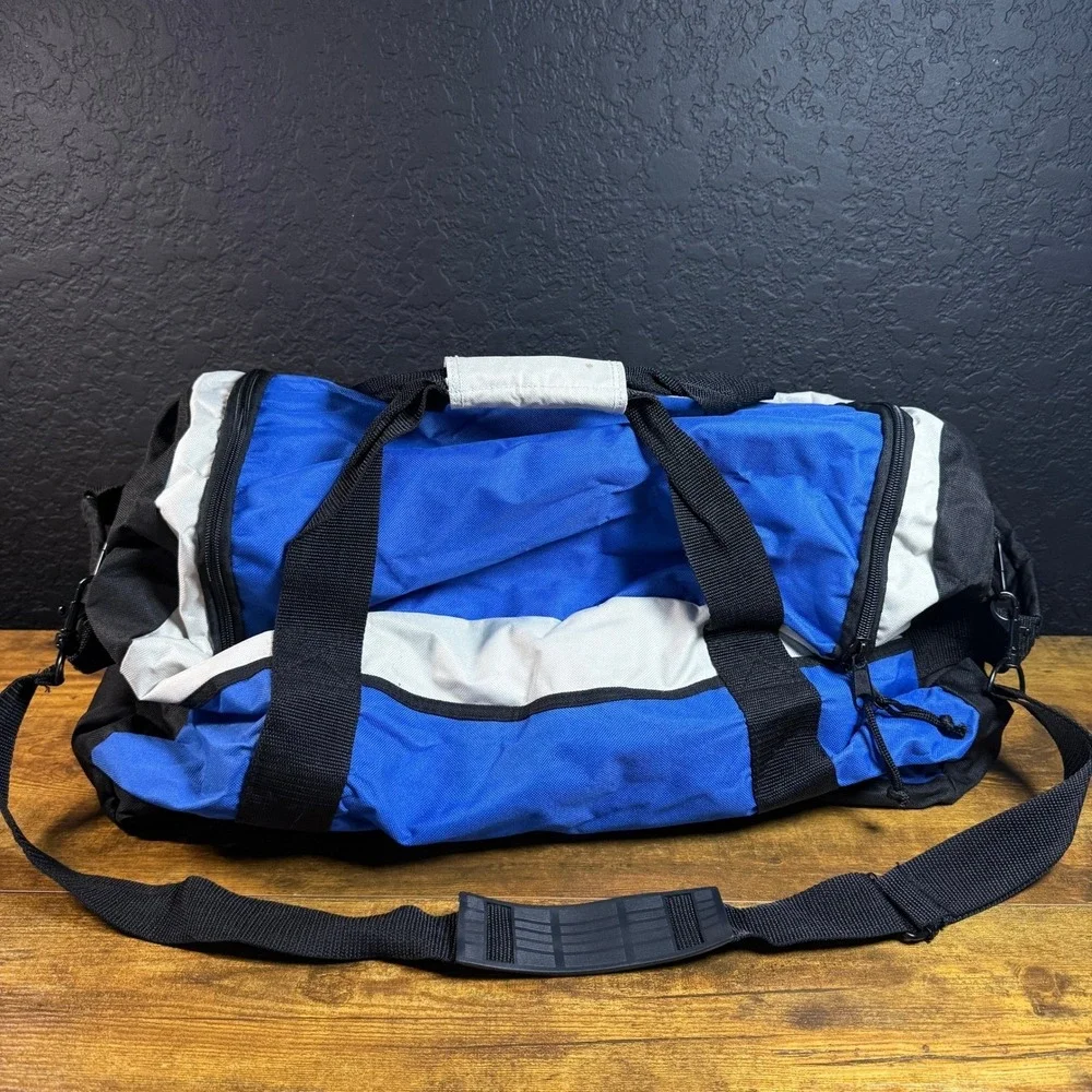 Disney Disneyland Resort 55 Blue White Canvas Duffle‎ Bag Travel Luggage Large